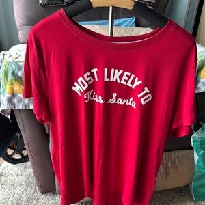 Red Graphic Tee with White Text